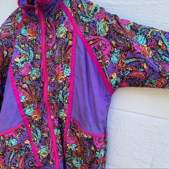 Vintage 90s Westbound Sport Paisley Full Zip Windbreaker Track Jacket - Picture 4 of 13